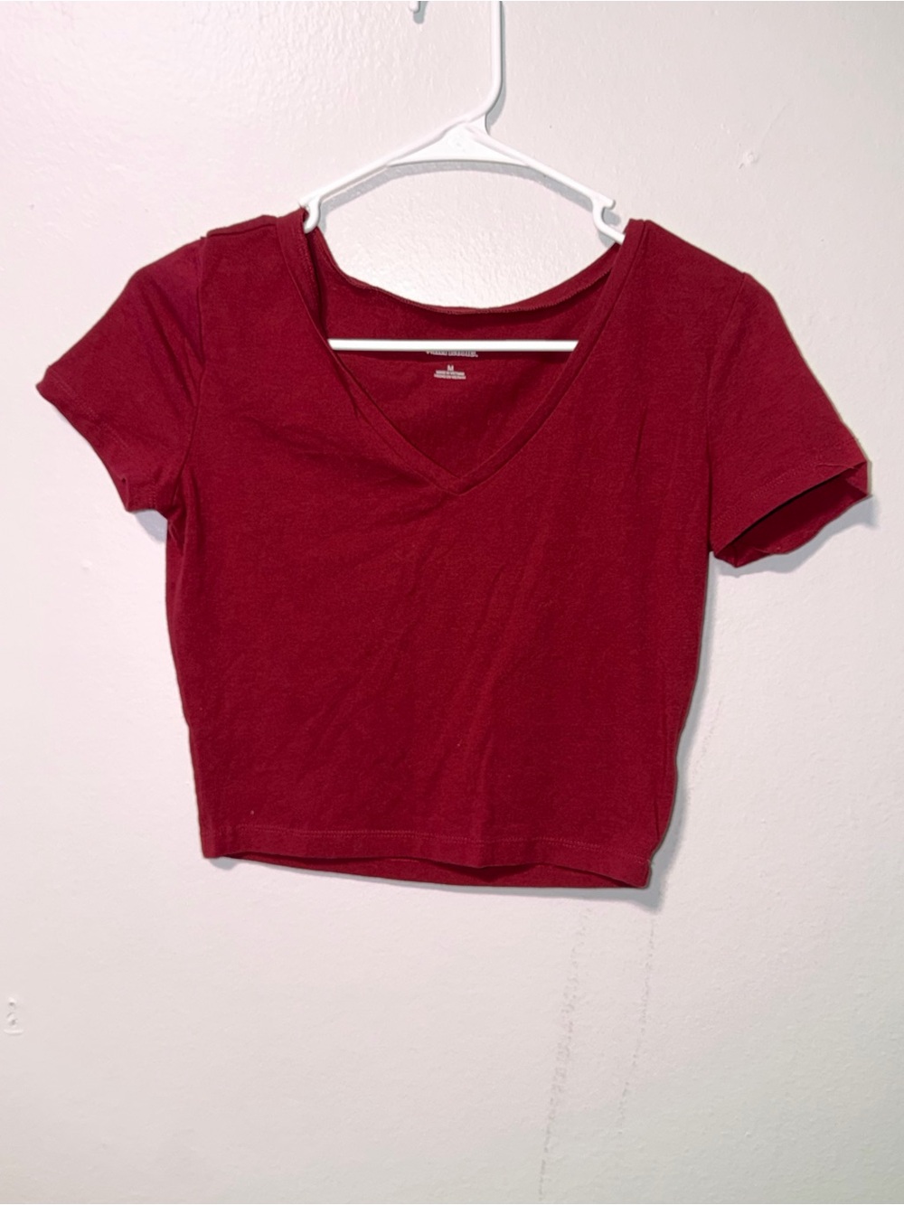 wild fable Burgundy V-Neck Cropped Tee